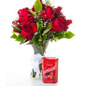 Arranjo de Rosas Vermelhas Premium com Lindt