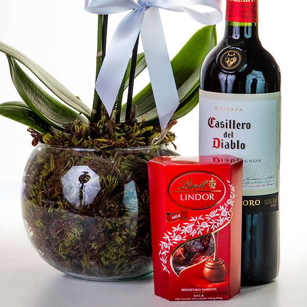 Luxuosa Mini Orquídea com Vinho e Lindt - Imagem 2