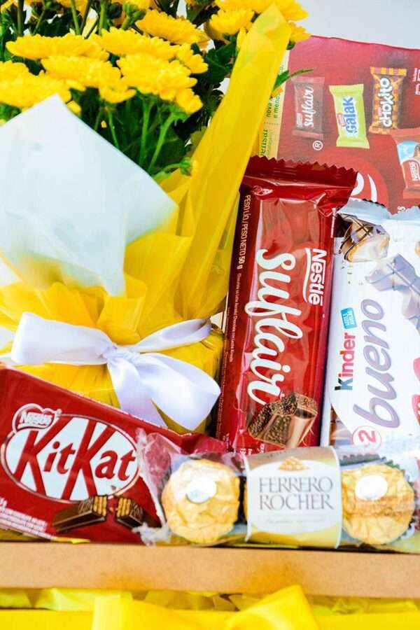 Kit Flores e Chocolates Mini Margaridas Amarelas - Imagem 3