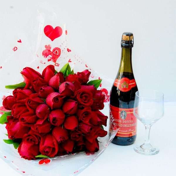 Kit Flores e Vinho