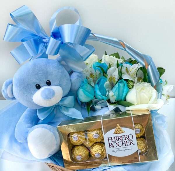 Cesta Baby Boy - Rosas - Imagem 2