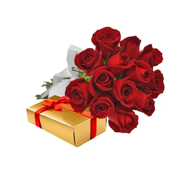 Buquê De 12 Rosas E Caixa De Chocolate - Imagem 2