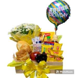 Cesta de Café da Manhã "Feliz Aniversário" com Balão