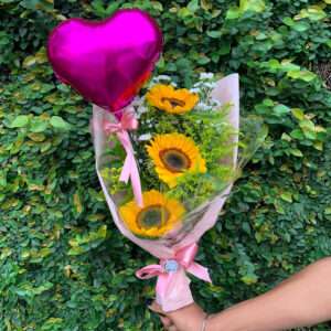 Ramalhete de Girassóis com Balão de Coração