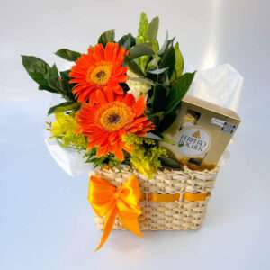 Bolsa de Gérberas com Ferrero rocher