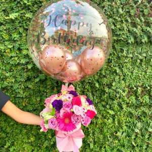 Box de Flores com Balão Bubble
