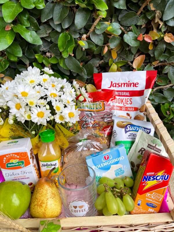 Cesta de Café da Manhã Fitness com Margaridas - Imagem 2