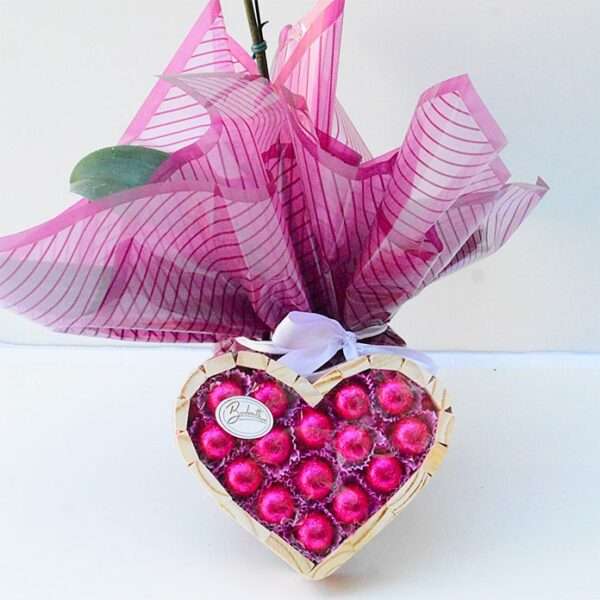 Orquídea Phalaenopsis Pink com Chocolate de Coração - Imagem 3