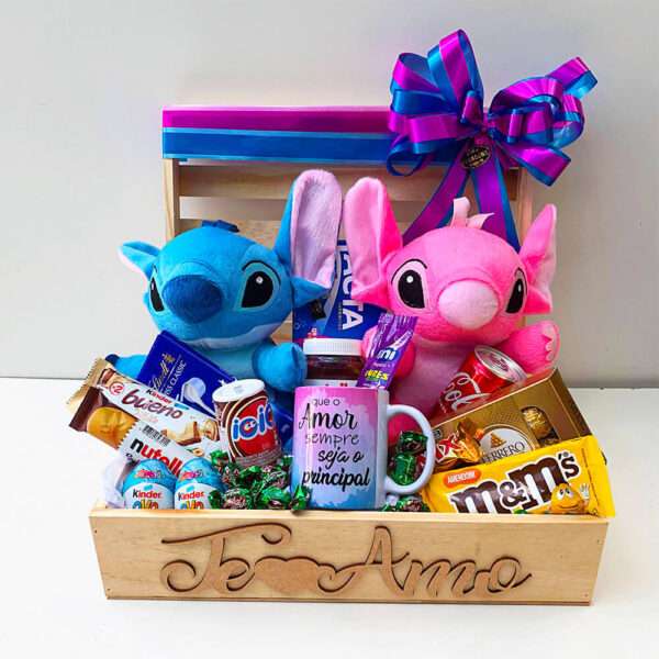 Baú de Chocolates Casal de Stitch