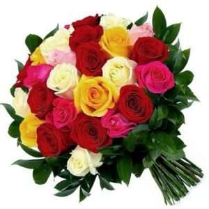 Buquê Minimalista de 20 Rosas Coloridas