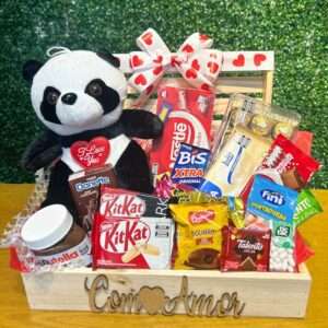 Cesta de Chocolates com Panda I Love You