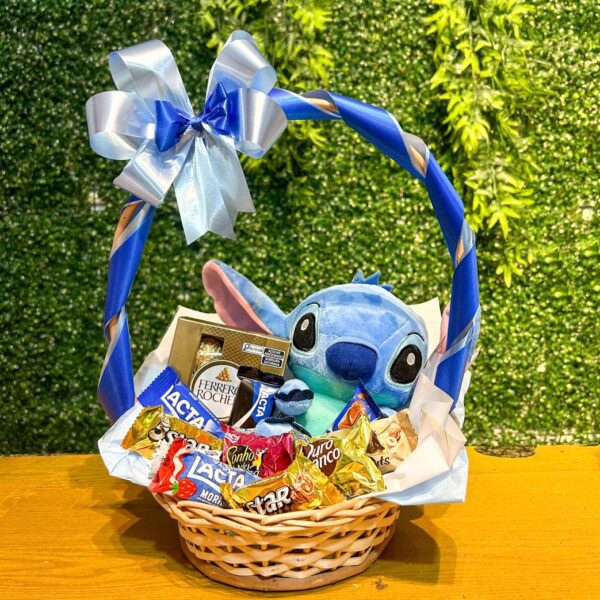 Mini Cesta Stitch com Chocolates
