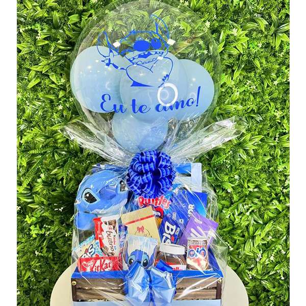 Luxuoso Baú de Chocolates Stitch com Balão - Imagem 2
