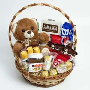 Cesta de Chocolate Especial com Pelúcia